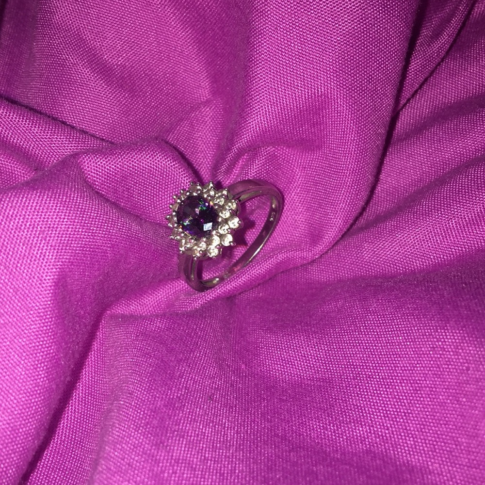 *New Lower Price* Cubic Zirconium and Caribbean Topaz Sunburst Ring